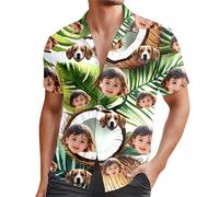 Custom Hawaiian Shirts for Men with Face, Personalised Shiteshirts Hawaiian Shirts, Funny Shirt, Tropical Summer Beach Casual Short Sleeve, Personalised Gifts for Men