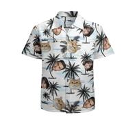 Custom Hawaiian Shirts for Men Women, Personalised Hawaiian Button Down Shirt with Face Photo, Casual Tropical Flamingo Beach Shirt Customised Gifts for Husband Boyfriend Travel Holiday