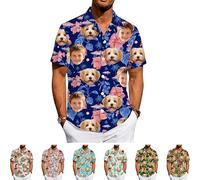 Custom Hawaiian Shirts with Face photo Personalised Shirt for Men Women funny shirt Button Down customised shiteshirts Tropical Flamingo caribbean shirts Personalised Gifts for Boyfriend Husband dad
