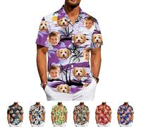 Custom Hawaiian Shirts with Face photo Personalised Shirt for Men Women funny shirt Button Down customised shiteshirts Tropical Flamingo caribbean shirts Personalised Gifts for Boyfriend Husband dad