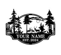 Custom Head Deer Hunting Metal Wall Art,Custom Metal Deer Cabin Sign,Custom Deer Forest Metal Sign, Personalized Deer Family Name Sign, Farm Sign, Outdoor Sign, Farmhouse Decor (Deer D)