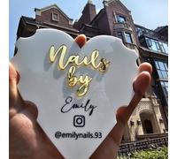 Custom Heart Nail Prop, Personalized Logo Nail Tech Decor Acrylic Nailfie Disk, Handheld Nail Photo Prop, Beauty Salon Prop for Nail Techs, Gift for Nail Artists, Social Media Picture Prop(White)