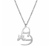 Custom Heart Shaped Couples Name Necklace, Personalized Double Name Heart Necklace, Custom Jewelry for Couples, Moms or Best Friends, Adjustable Gift for Her