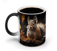 Custom Heat Changing Coffee Mugs 11 Oz Ceramic Cup with Hidden Design Personalized Color Changing Heat Sensitive Squirrel in The Woods Magic Mug Novelty Funny Art Mug for Men Women
