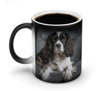 Custom Heat Changing Coffee Mugs 11 Oz Ceramic Cup with Hidden Design Personalized Color Changing Heat Sensitive Spaniel On The Sofa Magic Mug Novelty Funny Art Mug for Men Women