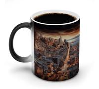 Custom Heat Changing Coffee Mugs 11 Oz Ceramic Cup with Hidden Design Personalized Color Changing Heat Sensitive San Francisco Magic Mug Novelty Funny Art Mug for Men Women