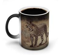 Custom Heat Changing Coffee Mugs 11 Oz Ceramic Cup with Hidden Design Personalized Color Changing Heat Sensitive Leopard on The Roadside Magic Mug Novelty Funny Art Mug for Men Women