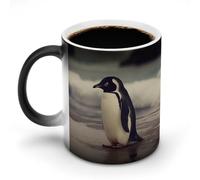 Custom Heat Changing Coffee Mugs 11 Oz Ceramic Cup with Hidden Design Personalized Color Changing Heat Sensitive Penguin On The Beach Magic Mug Novelty Funny Art Mug for Men Women