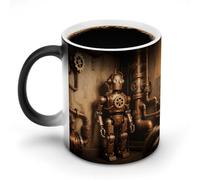 Custom Heat Changing Coffee Mugs 11 Oz Ceramic Cup with Hidden Design Personalized Color Changing Heat Sensitive Robot in The Corner Magic Mug Novelty Funny Art Mug for Men Women