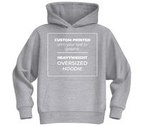 Custom Heavyweight Oversized Hoodie - Premium Streetwear, Personalised Design/Text, Luxury Cotton, Unisex Fit Adult Men and Women, M, Sport Grey