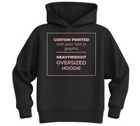 Custom Heavyweight Oversized Hoodie - Premium Streetwear, Personalised Design/Text, Luxury Cotton, Unisex Fit Adult Men and Women, L, Black