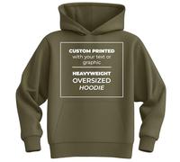 Custom Heavyweight Oversized Hoodie - Premium Streetwear, Personalised Design/Text, Luxury Cotton, Unisex Fit Adult Men and Women, L, Military Green
