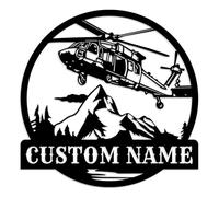 Custom Helicopter Metal Sign,Personalized Helicopter Metal Sign, Blackhawk Helicopter Decorations,pilot Wall decorations, Boys room decorations, Military fans military enthusiasts gifts, Gifts for