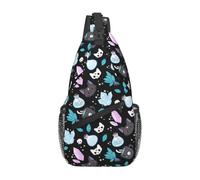 Custom Herb Witch Sling Bag for Traveling Men's Halloween Witchy Spooky Cat Chest Crossbody Backpack Shoulder Daypack