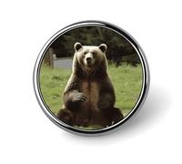Custom Hi Bear Sit on The Lawn Lapel Pin Aluminum Alloy Button Badge Personalized Exquisite Brooch Classic Mini Pin 1 Inch for Backpacks Hat Suit Jacket Clothing Decoration