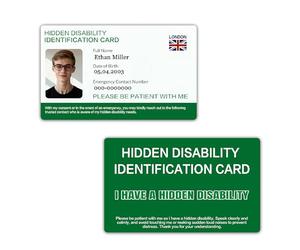 Custom Hidden Disability ID Card with Lanyard - Personalized Invisible Condition & Emergency Contact Card, Waterproof PVC Medical ID for Autism, Anxiety, PTSD, or Chronic Illness