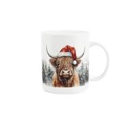 Custom Highland Cow Mug - Personalised Highland Cow Christmas Santa Hat Animal Gift Mug - Tea Coffee Bone China Cup