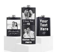 Custom Hip Flask for Men 8oz Personalised Flask Alcohol Engraved with Photo Text Icon Customize Hip Flasks Fathers Day Christmas Gifts for Wedding Groomsman Dad Men Women (Personalized Photo 1)