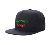 Custom Hip Hop Snapback Hat for Men Design Embroidery Your Own Logo Name Text Flat Bill Personalized Adjustable Baseball Cap Black