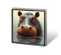 Custom Hippo Lapel Pin Aluminum Alloy Button Badge Personalized Exquisite Brooch Classic Mini Pin 0.7" X 0.7" Inch for Backpacks Hat Suit Jacket Clothing Decoration