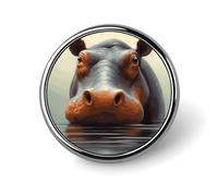 Custom Hippo Lapel Pin Aluminum Alloy Button Badge Personalized Exquisite Brooch Classic Mini Pin 1 Inch for Backpacks Hat Suit Jacket Clothing Decoration