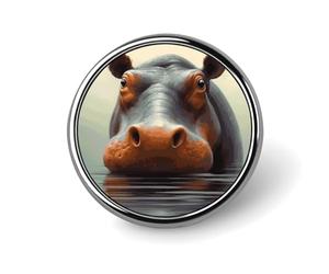 Custom Hippo Lapel Pin Aluminum Alloy Button Badge Personalized Exquisite Brooch Classic Mini Pin 1 Inch for Backpacks Hat Suit Jacket Clothing Decoration