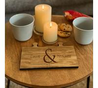 Custom His Her Coaster Set, Engraved Jigsaw Wooden Coaster, Couples Mr Mrs Gift, Wood Anniversary Wedding Gift, Set Of 2