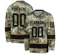 Custom Hockey Jersey,Camouflage Sports Shirt,Pullover Long Sleeves,Personalized Hockey Fans Gifts for Men Women Youth Kids