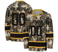 Custom Hockey Jersey,Camouflage Sports Shirt,Pullover Long Sleeves,Personalized Hockey Fans Gifts for Men Women Youth Kids