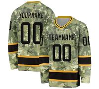 Custom Hockey Jersey,Camouflage Sports Shirt,Pullover Long Sleeves,Personalized Hockey Fans Gifts for Men Women Youth Kids