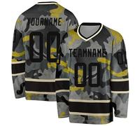 Custom Hockey Jersey,Camouflage Sports Shirt,Pullover Long Sleeves,Personalized Hockey Fans Gifts for Men Women Youth Kids