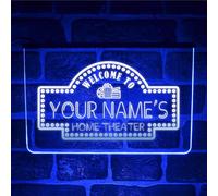 Custom Home Theatre LED Neon Sign - Personalised Light for Movie Room Display, Cinema Wall Decor (Blue)