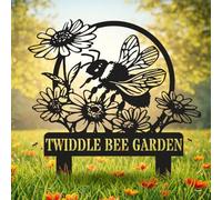 Custom Honey Bee Garden Metal Sign, Personalised Bee House Signs, Flowers Bee Friendly Garden Decor, Hive Yard Art, Gardener Beekeeper Gift, Rustic Farm Welcome Sign, Outdoor Lawn Ornament