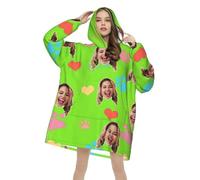 Custom Hooded Blanket Coat, Personalized Wearable Blanket Hoodie for Women, Cozy Soft Warm Plush Hooded Blanket Gifts/Cosy Flannel Poncho Sherpa Hood