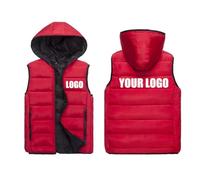 Custom Hoodies Personalized DIY Logo Text Or Image Vest Men Fashion Zipper Jacket Warm Sleeveless Casual Sports Coat Red,S