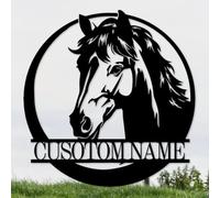 Custom Horse Metal Wall Art Name Sign,Personalized Horseshoe Sign,Personalized Horse Metal Wall Hanging Sign,Horse Ranch Name Sign,Farmhouse Decor, Horse Lover Gift (Style A)