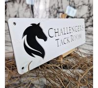 Custom Horse Stable Name Plate Horse Name Plaque, Custom Horse Stall Acrylic Sign For Farm Barn Sign, Customized Outdoor Horse Name/Number Door Sign Gift For Horse Lovers(White Black)