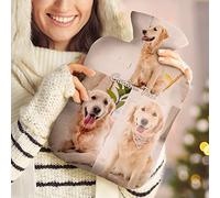 Custom Hot Water Bottle with Photo Cover Personalised Picture Winter Warm Fleece Hot Water Bag Unique Christmas Gifts for Couples Women Men Kids