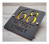 Custom House Number Sign,Personalized Address Plaques with Street Name,House Numbers for Outside,Modern 3D Floating Door Plaque,Outdoor Plaques & Wall Art (25x25cm,Black gold)