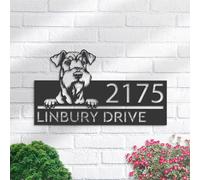 Custom House Numbers Plaques Airedale Terrier Dog Address Sign Door Number Plaques for Wall Yard Garden House Signs for Outside Front Porch Sign House Warming Gifts New Home Gifts