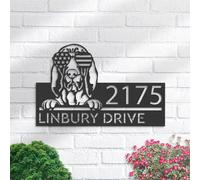 Custom House Numbers Plaques Bloodhound Dog Address Sign Door Number Plaques for Wall Yard Garden House Signs for Outside Front Porch Sign House Warming Gifts New Home Gifts