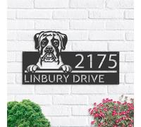 Custom House Numbers Plaques Boxer Dog Address Sign Door Number Plaques for Wall Yard Garden House Signs for Outside Front Porch Sign House Warming Gifts New Home Gifts