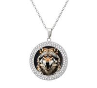 Custom Hungry Like A Wolf Picture Necklace Personalized Circle Chain Pendant Gold/Silver Photo Dog Tag Keepsake Necklaces Hip Hop Memorial Jewelry Gifts for Men Women, One size, Titanium Steel