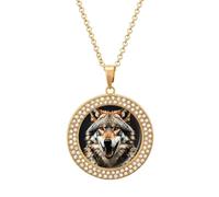 Custom Hungry Like A Wolf Picture Necklace Personalized Circle Chain Pendant Gold/Silver Photo Dog Tag Keepsake Necklaces Hip Hop Memorial Jewelry Gifts for Men Women, One size, Titanium Steel