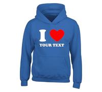 Custom I Love Hoodie - Personalised Heart Your Text Hoodie - Funny Customisable Gift Sweatshirt for Men Women Kids - Valentine Birthday Present (Royal, 3 Years)