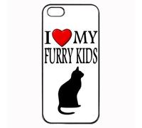Custom I Love My Furry Kids Cat Symbol Silohuette iPhone 4 4S Case Cover Hard Shell Back