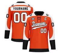 Custom Ice Hockey Jersey for Men Women Youth Personalized Team Name & Number, Breathable Sportswear for Team Sports Orange Black White