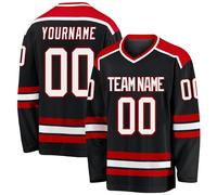 Custom Ice Hockey Jersey for Mens Personalized Hockey Practice Uniforms Long Sleeves Customized Sport T Shirt Printed with Your/Team Name Number Red