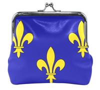 Custom Ile de France Flag Cute Coin Purse Pouch Leather Buckle Kiss Lock Money Change Pouch