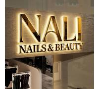 Custom Illuminated Business Sign for Wall, Personalized Backlit Signage LED Channel Letter Business Signs, Customized 3D Metal Logo Signs for Storefront, Office, Salon, Cafe, Retail, Building Wall